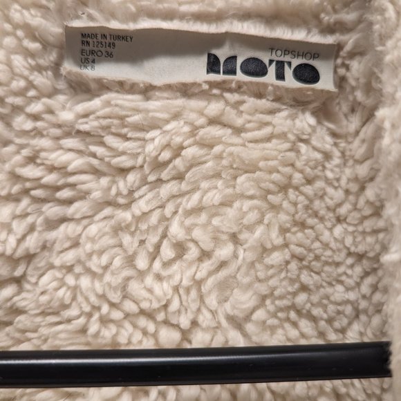 Topshop Moto Sherpa Denim Jacket - Size 4 - Picture 4 of 4